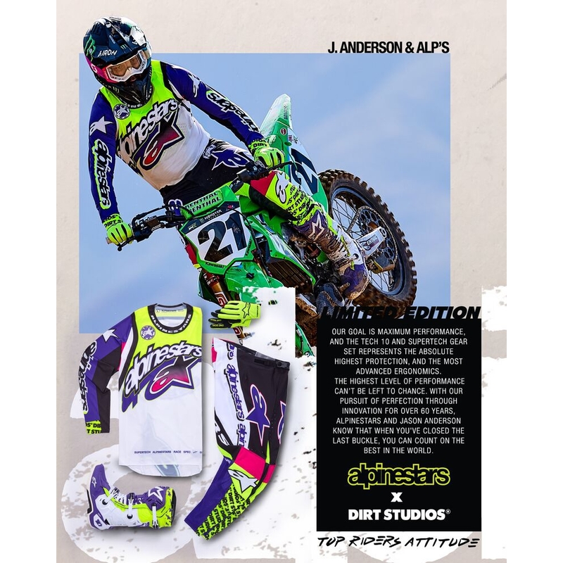 Alpinestars Supertech Motocrosshose Limited Edition Dirt Studios weiß-lila-pink-fluogelb