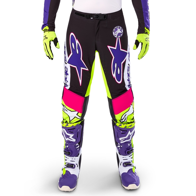 Alpinestars Supertech Motocrosshose Limited Edition Dirt Studios weiß-lila-pink-fluogelb