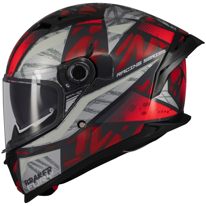 Integrierter Motorradhelm MT Braker SV Fury schwarz-grau-rot