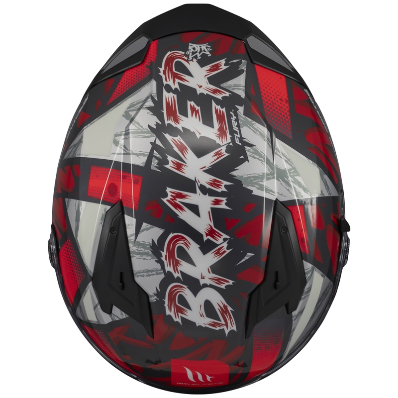 Integrierter Motorradhelm MT Braker SV Fury schwarz-grau-rot