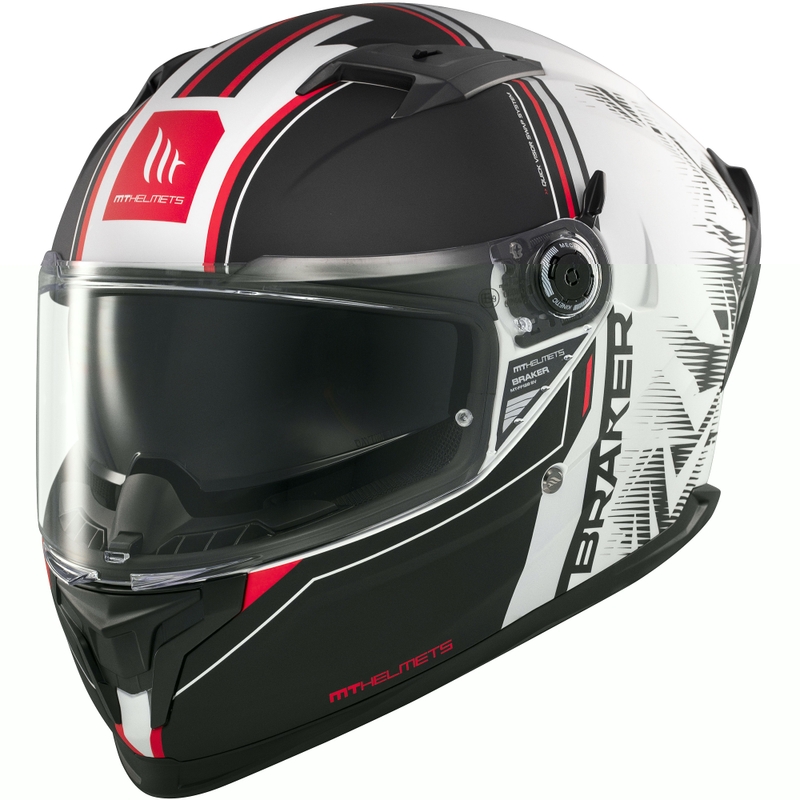 Integrierter Motorradhelm MT Braker SV Charm mattschwarz-weiß