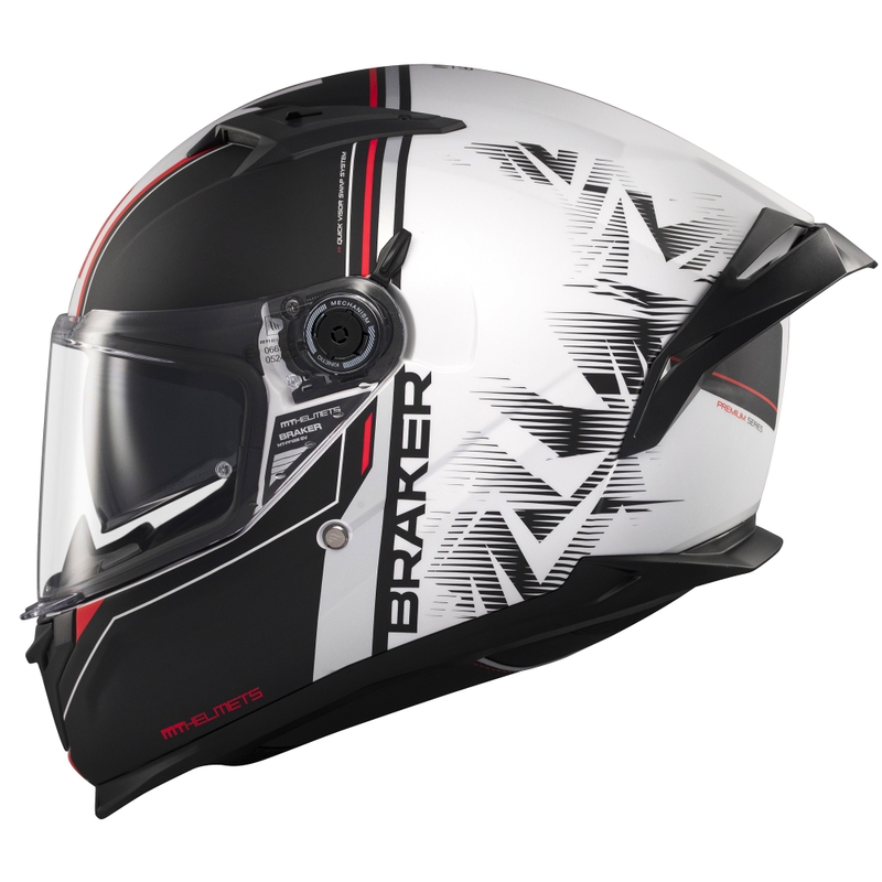 Integrierter Motorradhelm MT Braker SV Charm mattschwarz-weiß