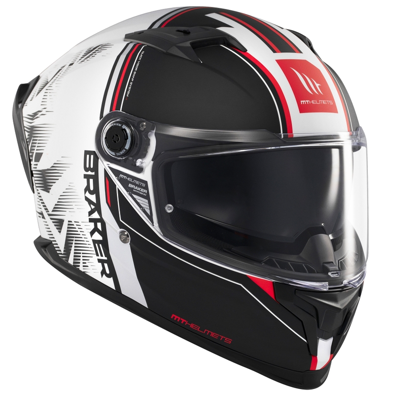 Integrierter Motorradhelm MT Braker SV Charm mattschwarz-weiß