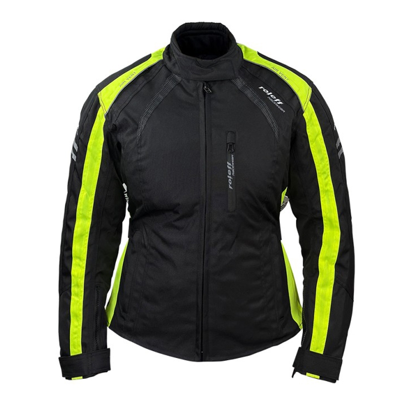 Damen Motorradjacke Roleff Venedig schwarz-fluogelb