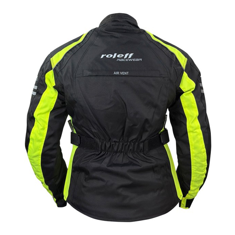 Damen Motorradjacke Roleff Venedig schwarz-fluogelb
