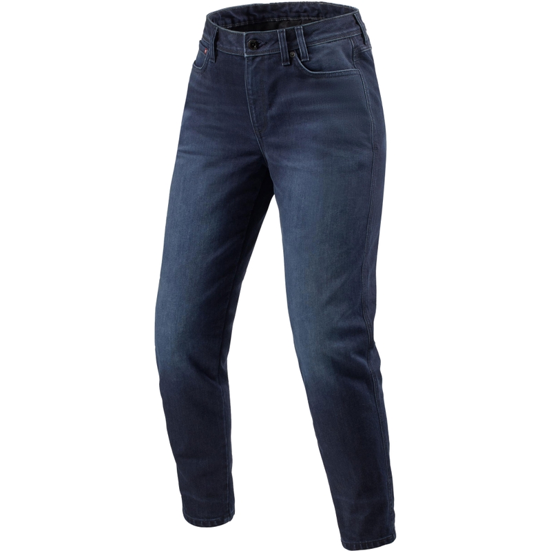 Revit Harper Tapered Damen Motorradjeans Washed Dark Blue
