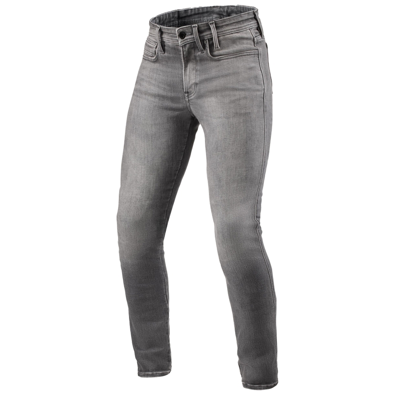 Revit Piston 3 Skinny Short Motorradjeans verwaschenes Grau