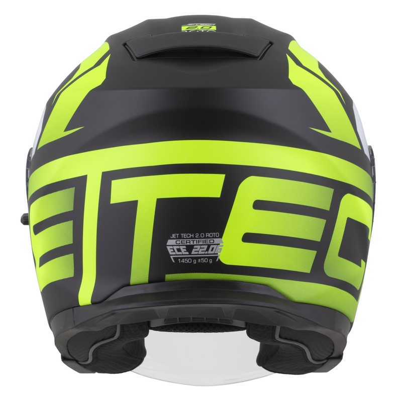 Motorradhelm Cassida Jet Tech 2.0 RoTo Mattschwarz-Neongelb-Weiß