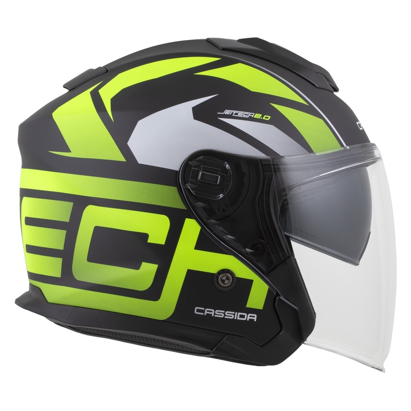 Motorradhelm Cassida Jet Tech 2.0 RoTo Mattschwarz-Neongelb-Weiß