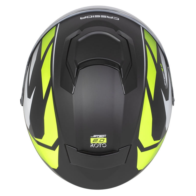 Motorradhelm Cassida Jet Tech 2.0 RoTo Mattschwarz-Neongelb-Weiß