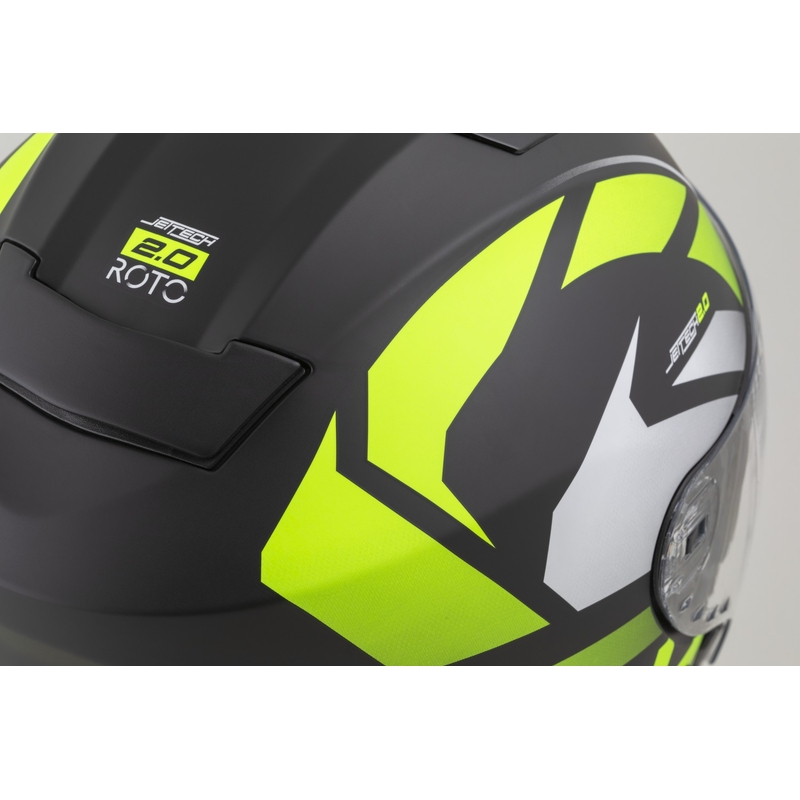 Motorradhelm Cassida Jet Tech 2.0 RoTo Mattschwarz-Neongelb-Weiß