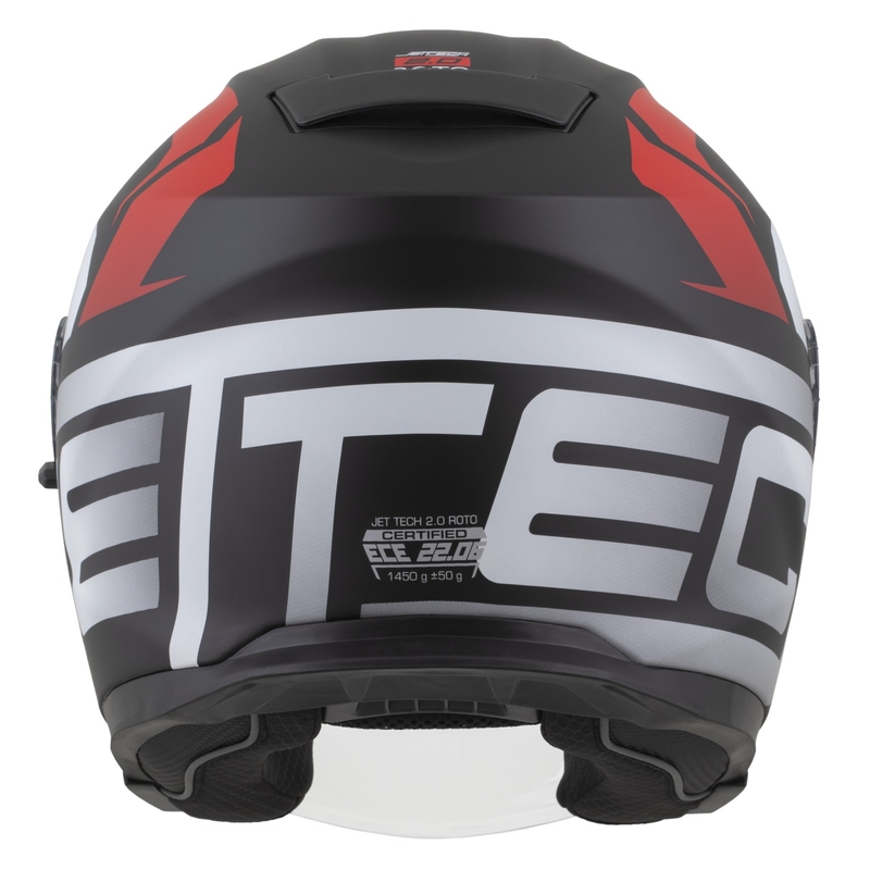 Motorradhelm Cassida Jet Tech 2.0 RoTo Mattschwarz-Rot-Weiß