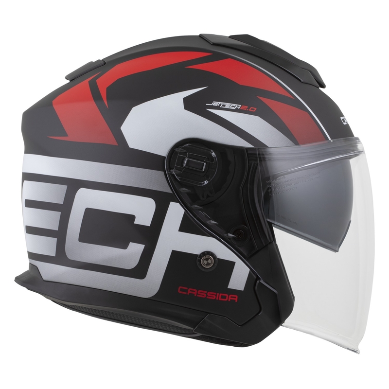 Motorradhelm Cassida Jet Tech 2.0 RoTo Mattschwarz-Rot-Weiß