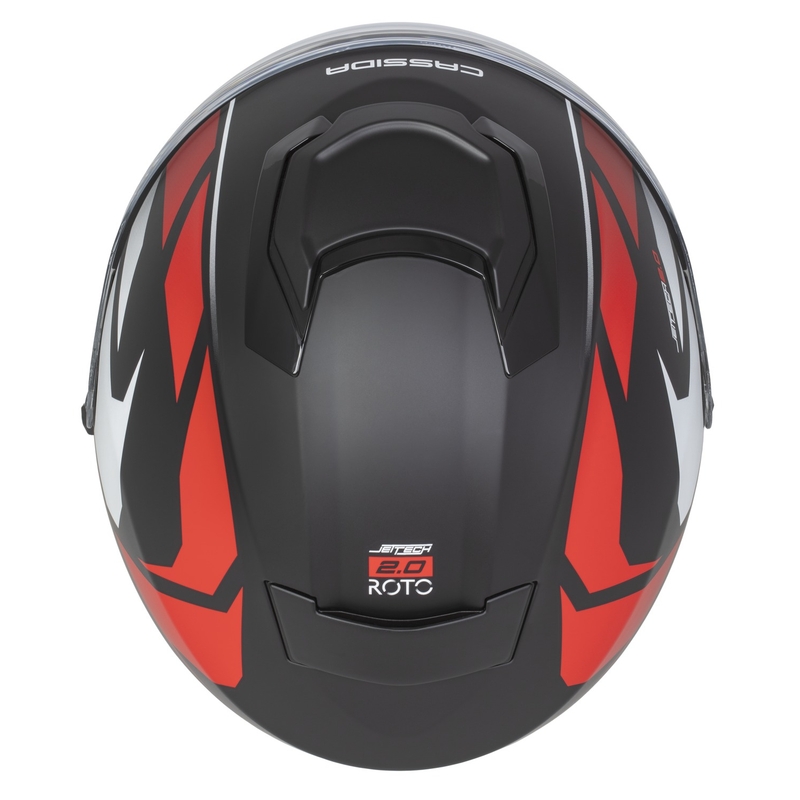 Motorradhelm Cassida Jet Tech 2.0 RoTo Mattschwarz-Rot-Weiß