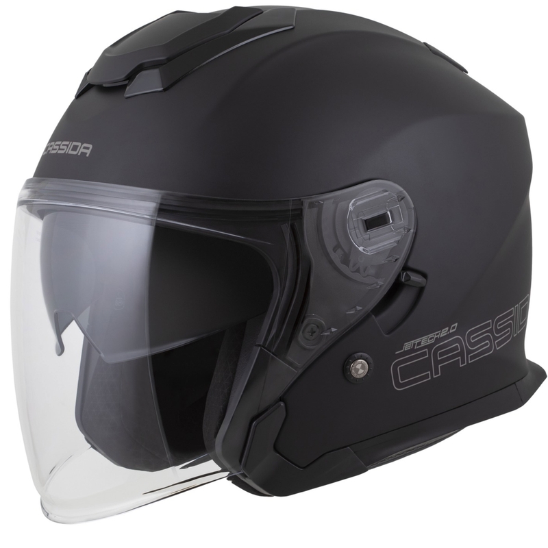 Cassida Jet Tech 2.0 Solid Motorradhelm mit offenem Gesicht Mattschwarz-Grau
