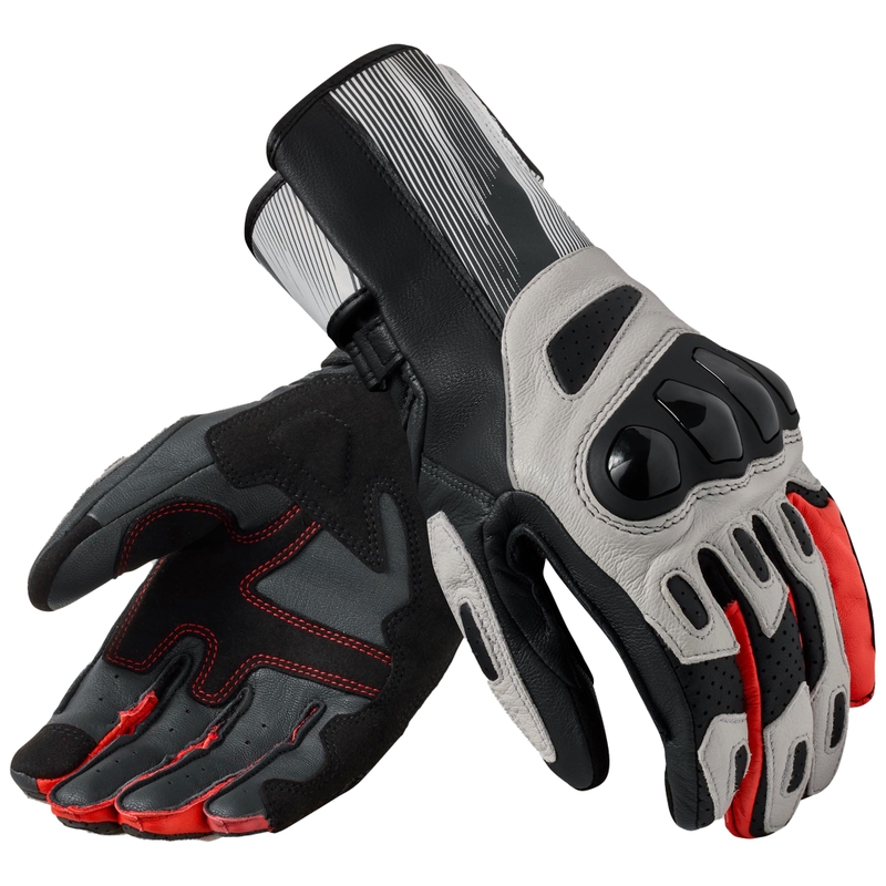 Revit Metis 2 Motorradhandschuhe hellgrau - fluo rot