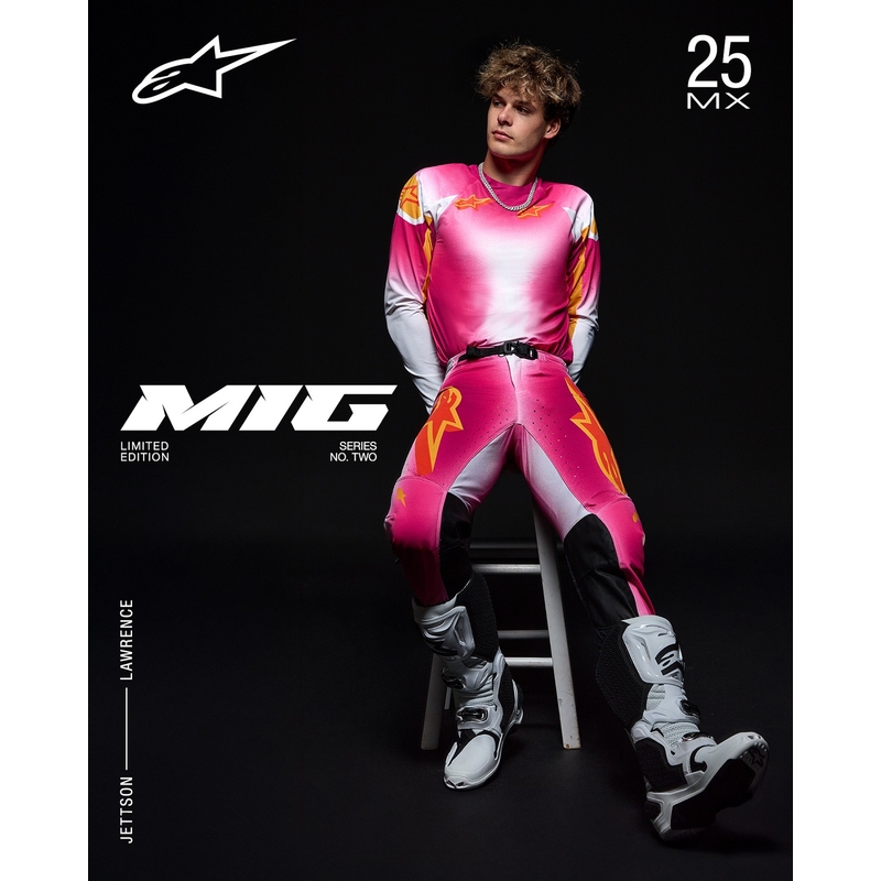 Motocross Jersey Alpinestars Supertech SX AFD Limited Edition MIG Fluo Pink-Weiß-Orange