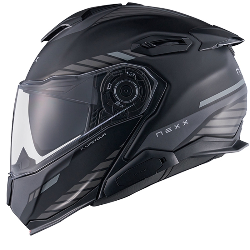 Klapphelm Motorrad Nexx X.Lifetour Globe matt schwarz-grau