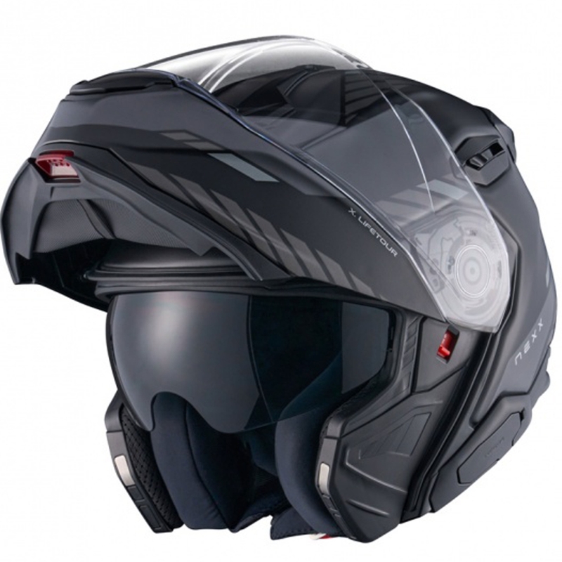 Klapphelm Motorrad Nexx X.Lifetour Globe matt schwarz-grau