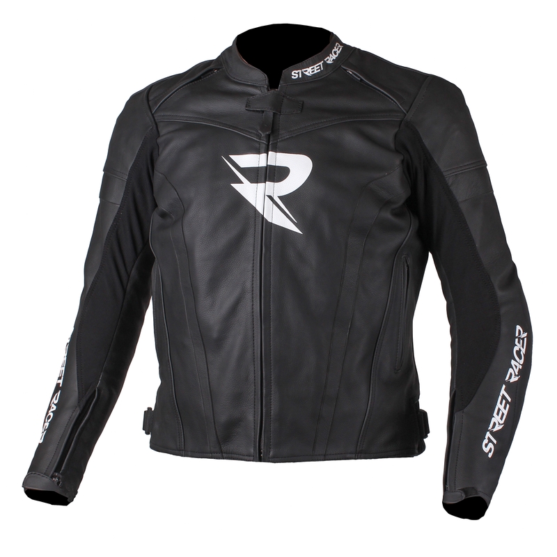 Street Racer Caliber Schwarz und Weiß Motorrad Jacke Ausverkauf