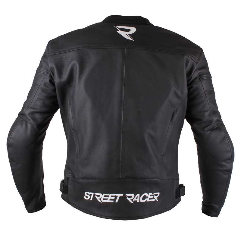 Street Racer Caliber Schwarz und Weiß Motorrad Jacke Ausverkauf