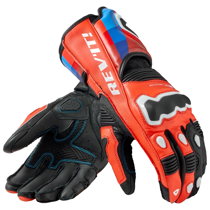 Revit Quantum 3 Motorradhandschuhe fluo rot-blau