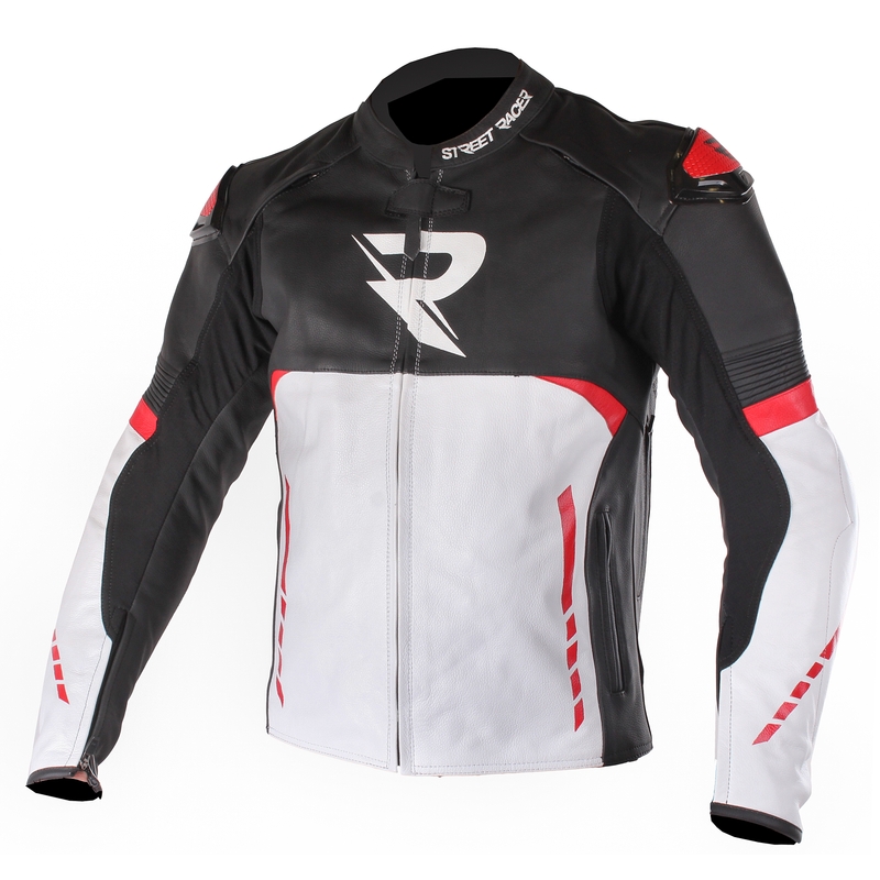 Street Racer Tour Schwarz-Weiß-Rot Motorradjacke Ausverkauf