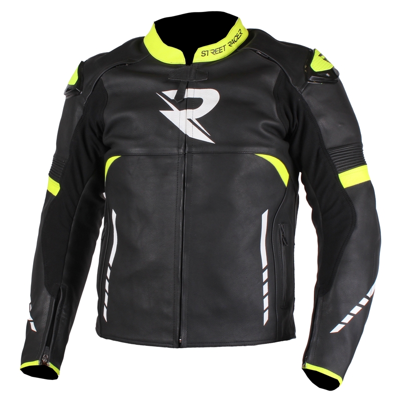 Street Racer Tour Schwarz-Weiß-Fluo Gelb Motorradjacke Ausverkauf