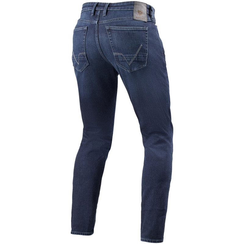 Revit Kai Skinny Short Motorradjeans in Mittelblau