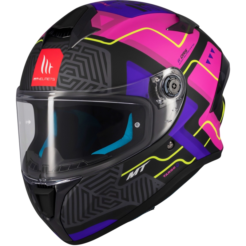 Integrierter Motorradhelm MT Targo S Brik mattschwarz-rosa