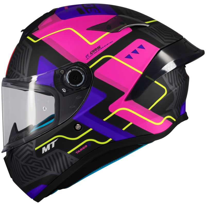 Integrierter Motorradhelm MT Targo S Brik mattschwarz-rosa