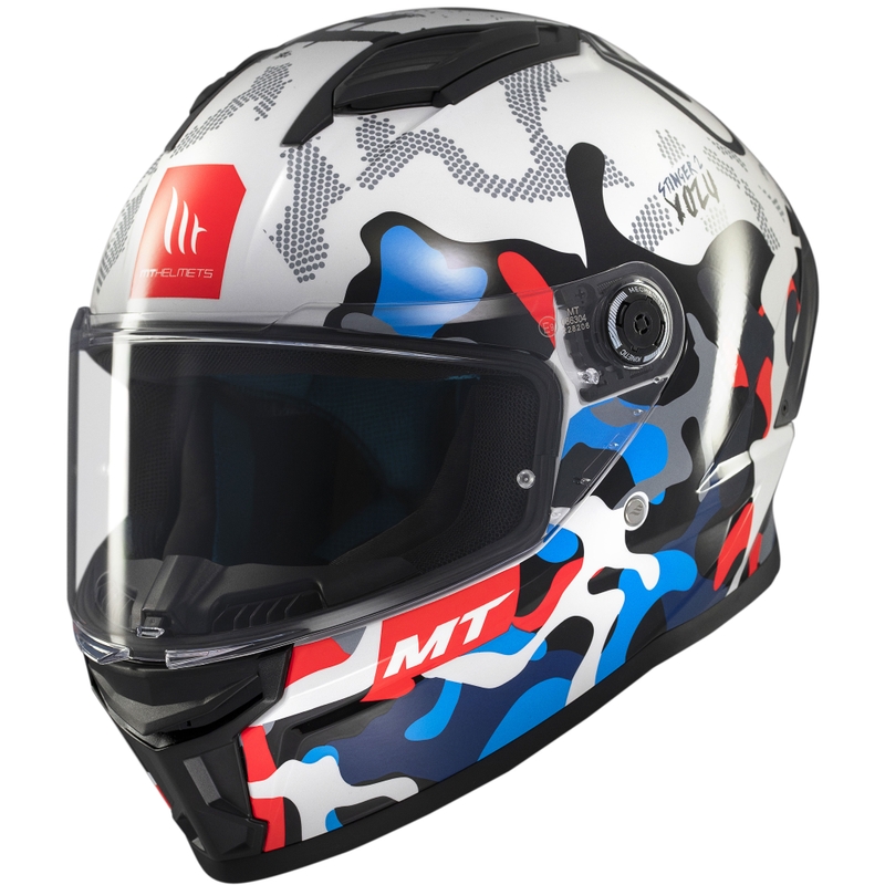 Integrierter Motorradhelm MT Stinger 2 Yozu weiß-blau