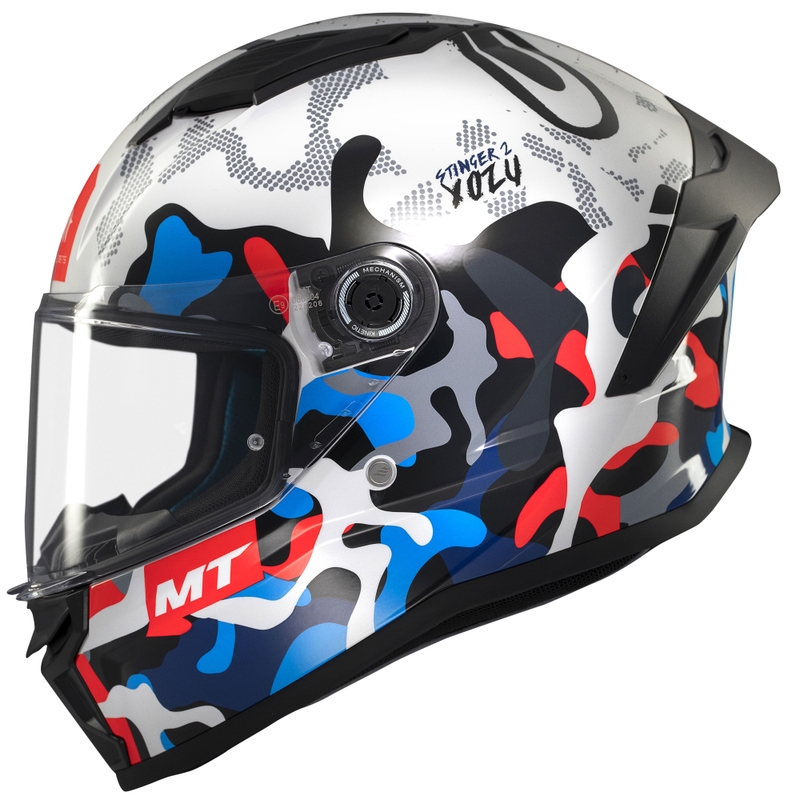 Integrierter Motorradhelm MT Stinger 2 Yozu weiß-blau