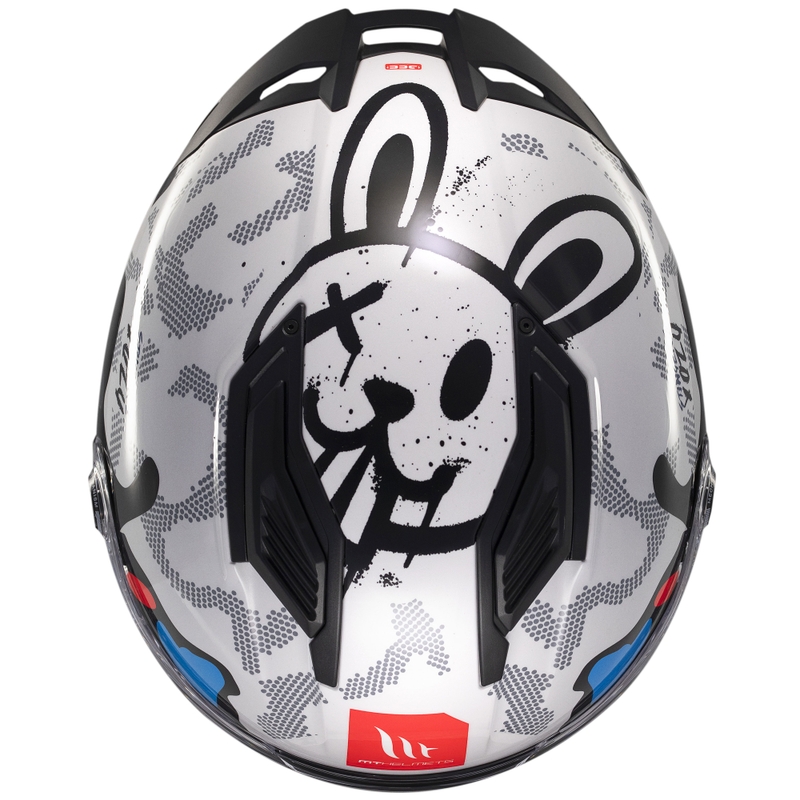 Integrierter Motorradhelm MT Stinger 2 Yozu weiß-blau