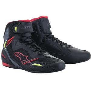 Alpinestars Faster-3 Rideknit Motorradstiefel schwarz-rot-fluo gelb-grau