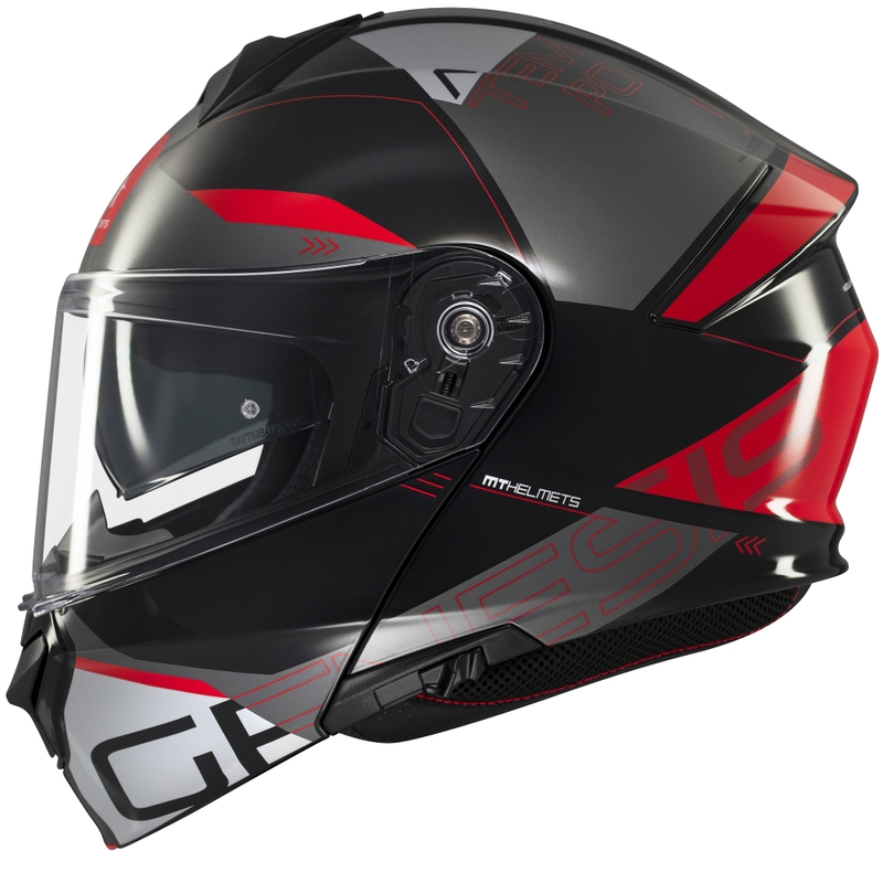 Klappbarer Motorradhelm MT Genesis SV Atempo schwarz-grau-rot