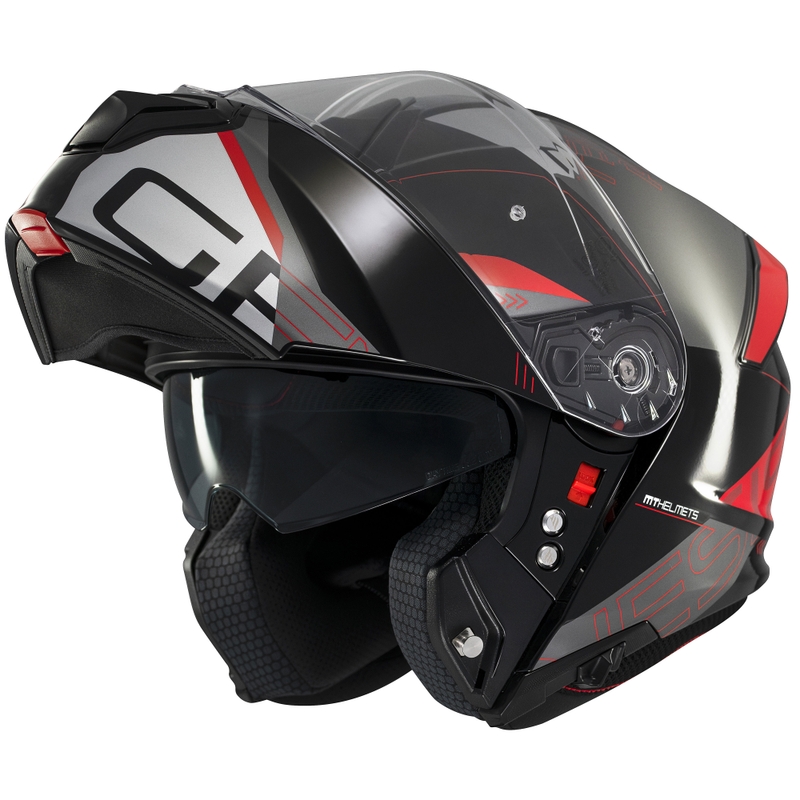 Klappbarer Motorradhelm MT Genesis SV Atempo schwarz-grau-rot