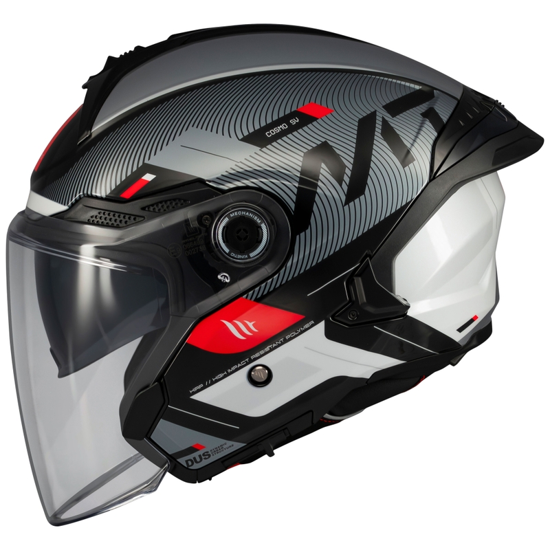 Offener Motorradhelm MT Cosmo SV Silence schwarz-grau-weiß