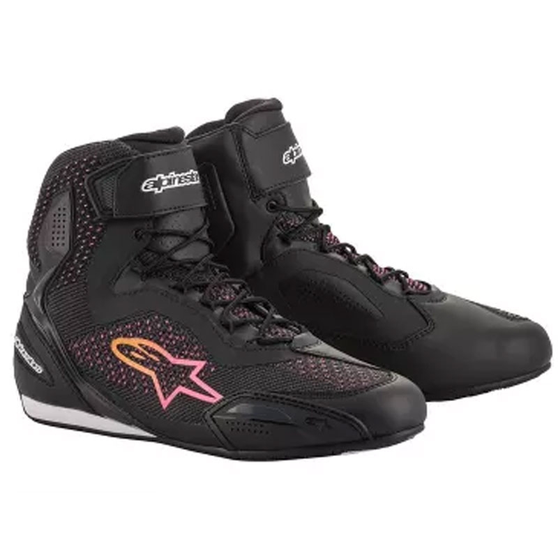 Motorradstiefel Alpinestars Stella Faster 3 Rideknit Damen Schwarz-Gelb-Pink