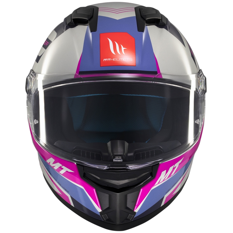 Integrierter Motorradhelm MT Stinger 2 Tron grau-lila-rosa