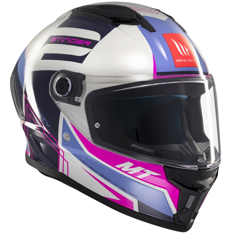 Integrierter Motorradhelm MT Stinger 2 Tron grau-lila-rosa