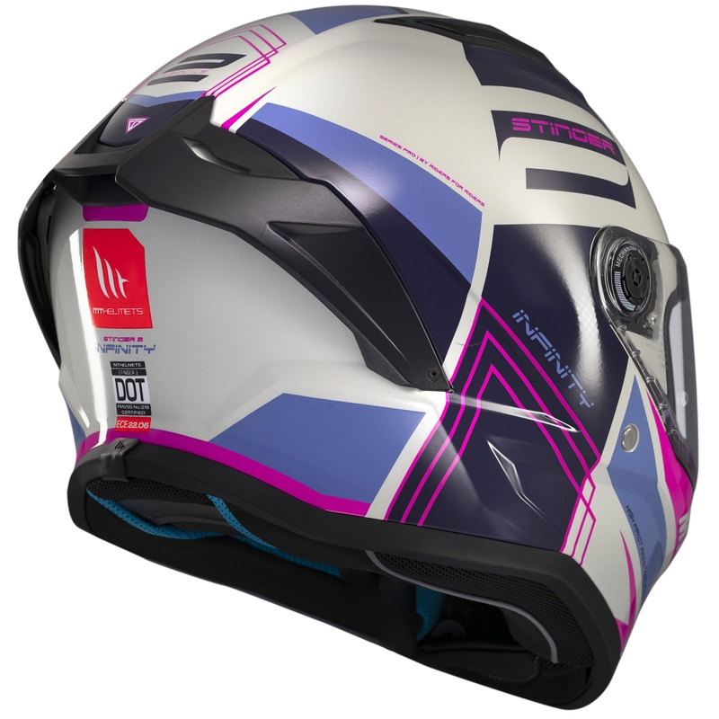 Integrierter Motorradhelm MT Stinger 2 Tron grau-lila-rosa