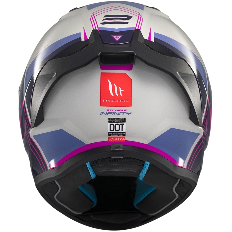 Integrierter Motorradhelm MT Stinger 2 Tron grau-lila-rosa