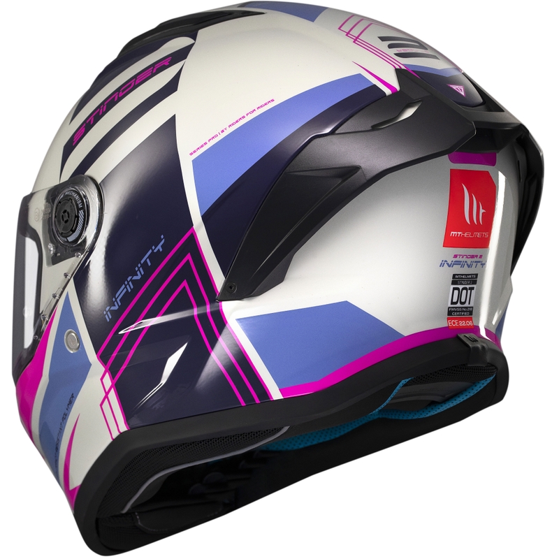 Integrierter Motorradhelm MT Stinger 2 Tron grau-lila-rosa