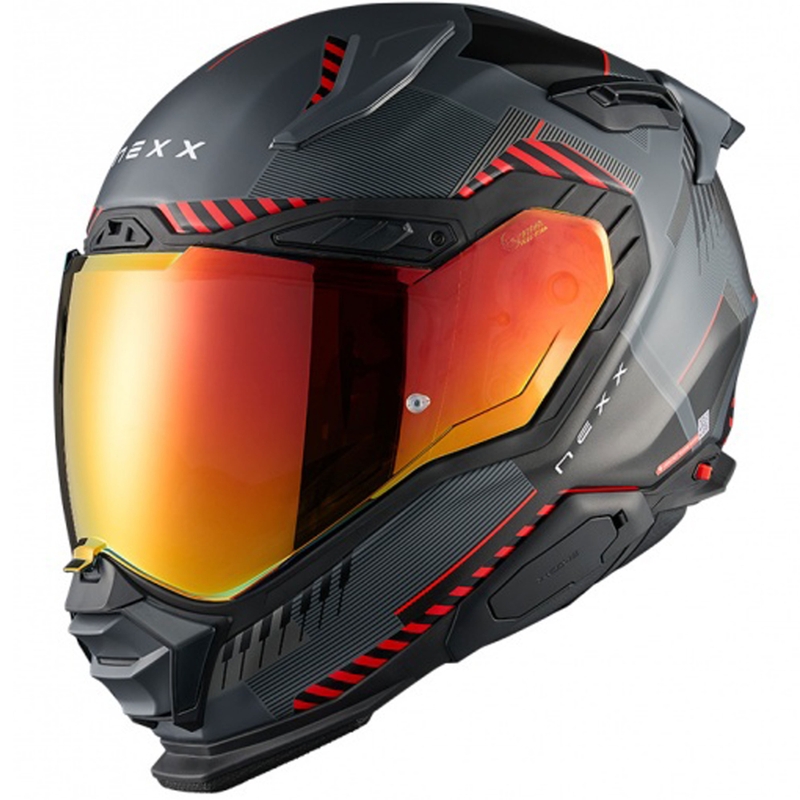 Integrierter Motorradhelm Nexx X.WST3 Fluence grau-rot