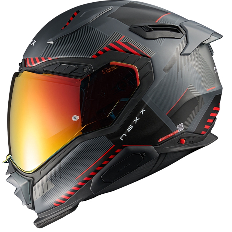 Integrierter Motorradhelm Nexx X.WST3 Fluence grau-rot
