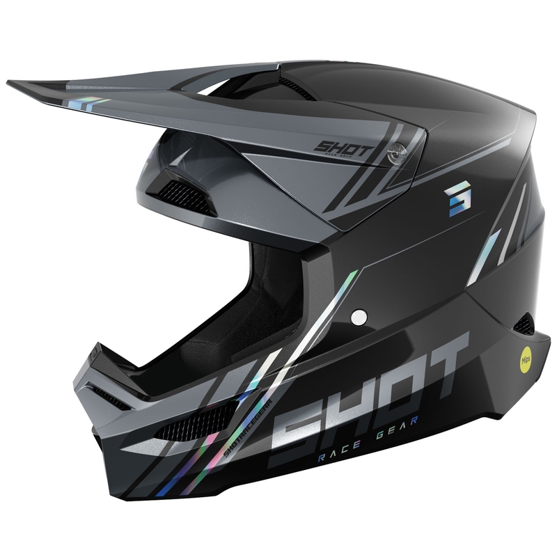Motocross-Helm Shot Race Sprint perlschwarz-grau
