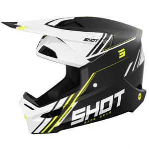 Motocross-Helm Shot Race Sprint schwarz-weiß-fluogelb
