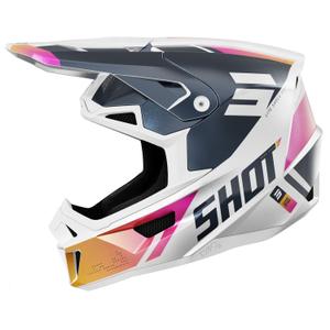 Motocross-Helm Shot Lite Ultra perlblau-orange-rosa