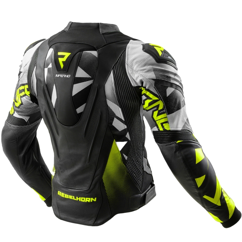 Leder-Motorradjacke Rebelhorn Inferno schwarz-fluogelb